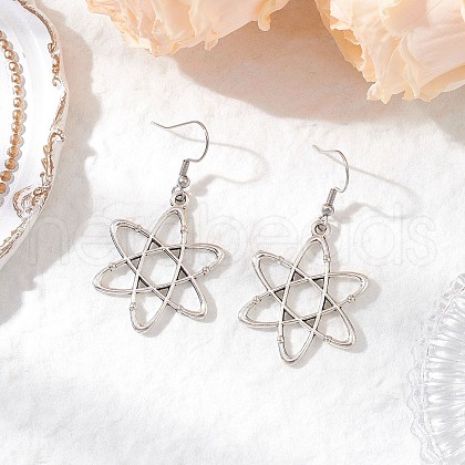 Atomic Structure 304 Stainless Steel Dangle Earrings EJEW-JE06420-1