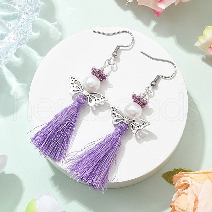 Angel 304 Stainless Steel Dangle Earrings EJEW-MZ00410-04-1