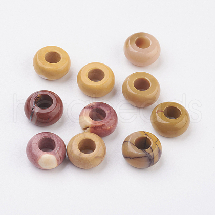 Natural Mookaite European Beads X-G-G740-12x6mm-21-1