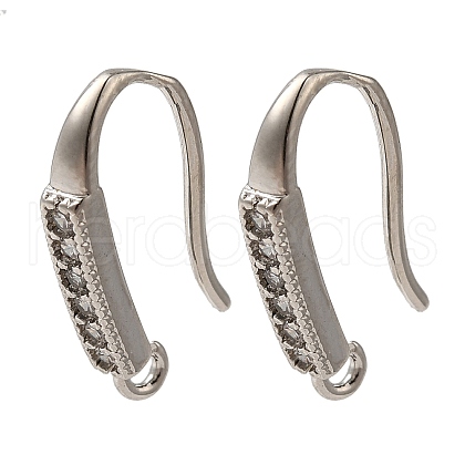 Rack Plating Brass Micro Pave Clear Cubic Zirconia Earring Hooks KK-A231-07P-1