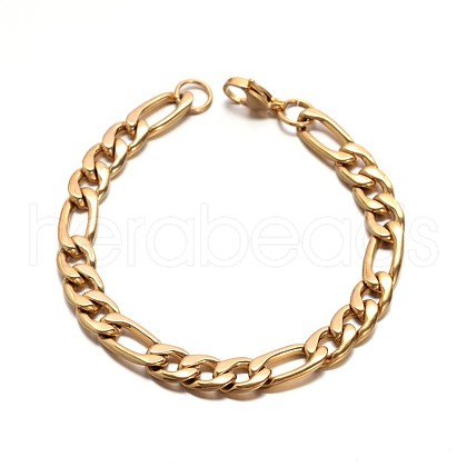 Boy's 304 Stainless Steel Mother-Son Figaro Chain Bracelets BJEW-E233-05G-1