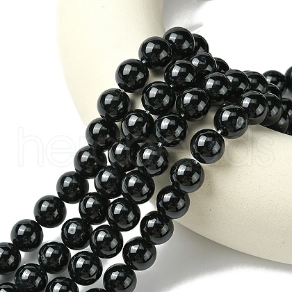 Natural Black Onyx Round Beads Strand X-G-L087-12mm-01-1