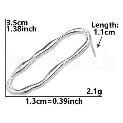 Non-Tarnish Classic Vintage Oval 304 Stainless Steel Stud Earrings for Women GS5707-1-1