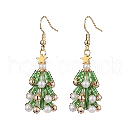 Glass Dangle Earrings EJEW-TA00441-1