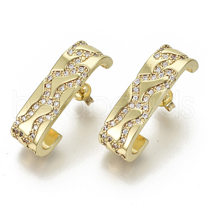 Brass Micro Pave Cubic Zirconia Stud Earrings EJEW-S201-231G-NF-1