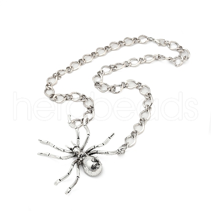 Alloy Crystal Rhiniestone Big Spider Pendant Necklaces for Women Men NJEW-H061-01AS-1