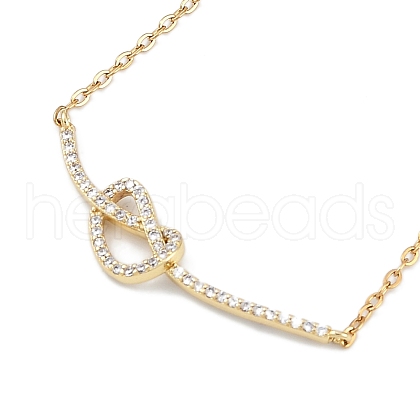 Rack Plating Brass Micro Pave Clear Cubic Zirconia Heart Pendant Cable Chain Necklaces NJEW-P317-08G-1