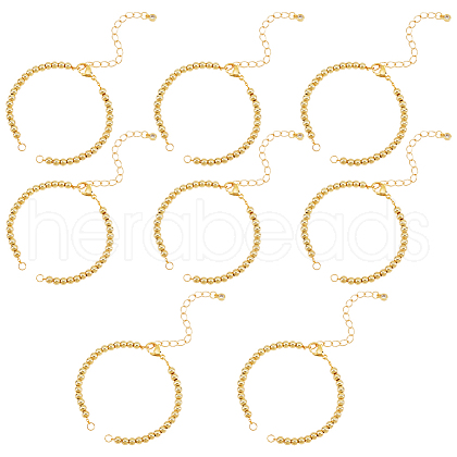  8Pcs Half Finished Brass Round Beaded Bracelets AJEW-NB0003-64-1