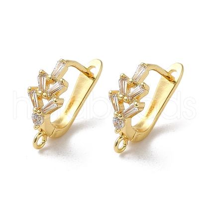 Flower Shape Rack Plating Brass Micro Pave Cubic Zirconia Hoop Earrings Finding KK-E084-47G-1