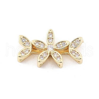Brass Micro Pave Cubic Zirconia Spacer Beads KK-K371-47B-G-1