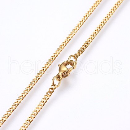 304 Stainless Steel Curb Chain Necklaces MAK-L015-32E-1