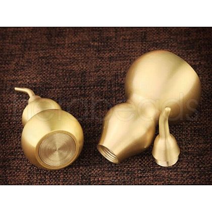 Brass Hollow Tilted Head Gourd Statue Ornament DJEW-PW0018-03B-1
