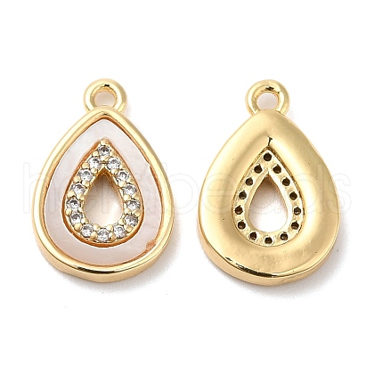 Brass Micro Pave Cubic Zirconia Charms KK-B074-17G-1