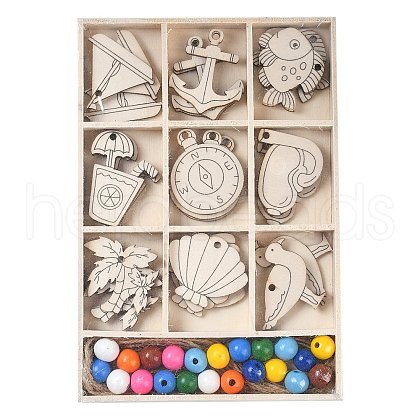 Ocean Theme DIY Wood Pendants WOOD-S063-01A-1