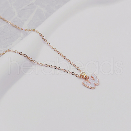 Alloy White Enamel Initial Pendant Necklaces WG51722-21-1