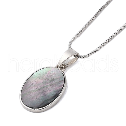Rack Plating Natural Paua Shell Pendants Necklace NJEW-B104-01H-02P-1