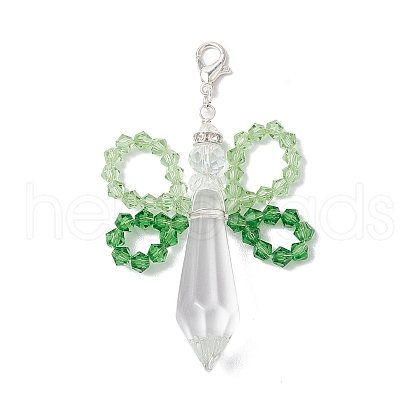Angel Glass Pendant Decorations HJEW-TA00267-02-1