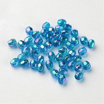 AB Color Plated Eco-Friendly Transparent Acrylic Barrel Beads TACR-L002-4mm-26-1