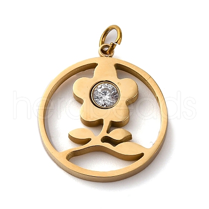 316 Stainless Steel Rhinestone Pendants STAS-K258-39D-G-1