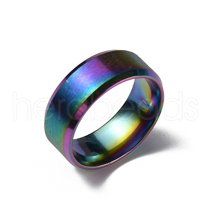 Stainless Steel Wide Band Finger Rings for Women Men RJEW-WH0009-13E-M-1