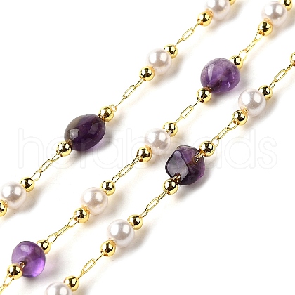 Handmade Natural Amethyst Nuggest Beaded Chains CHC-F020-06G-02-1
