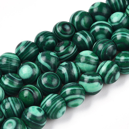 Synthetic Malachite Bead Strands G-Q462-57-6mm-1