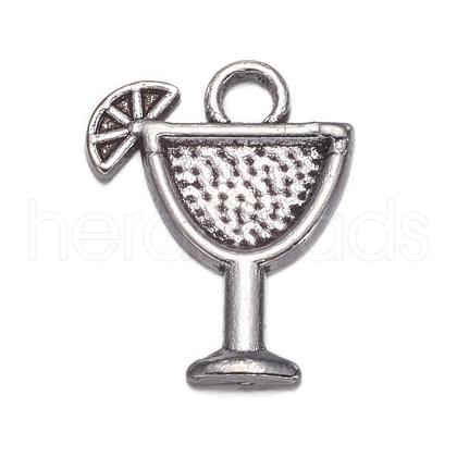 Tibetan Style Tropical drink Alloy Pendants TIBEB-A14275-AS-LF-1