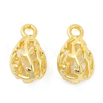 Real 18K Gold Plated Rack Plating Brass with Cubic Zirconia Pendants Charms KK-S396-12A-1