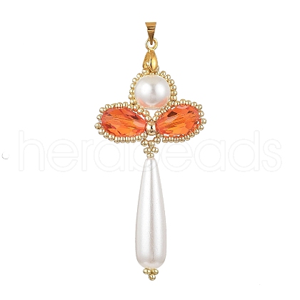 Glass Pearl Big Pendants PALLOY-MZ00384-05-1