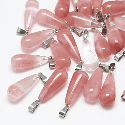 Cherry Quartz Glass Pendants G-T081-19-1