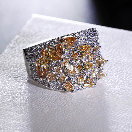 Brass Micro Pave Cubic Zirconia Finger Rings FS-WG4D6DE-11-1