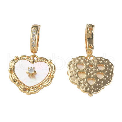 Brass Micro Pave Clear Cubic Zirconia Pendants KK-N233-217-1