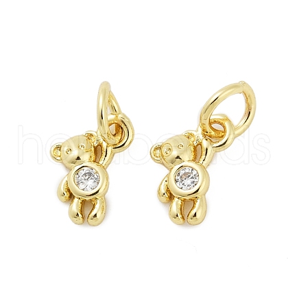 Brass Micro Pave Clear Cubic Zirconia Pendants KK-L235-02G-1