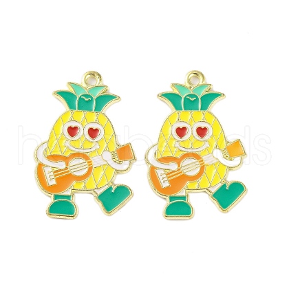 Golden Plated Alloy Enamel Pendants ENAM-Z017-10G-02-1