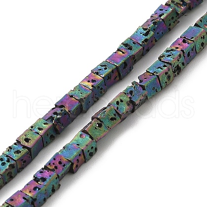 Electroplated Natural Lava Rock Beads Strands G-Q1009-B01-02H-1