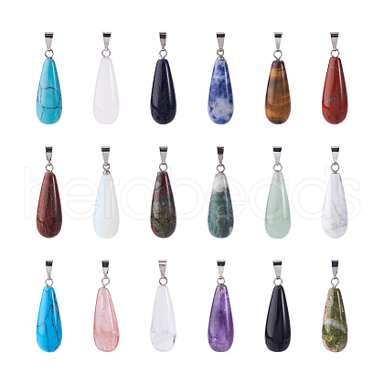 Kissitty 18Pcs 18 Style Natural & Synthetic Gemstone Pendants G-KS0001-13-1