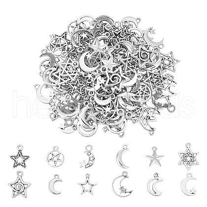 Unicraftale 120Pcs 12 Styles Tibetan Style Alloy Pendants TIBEP-UN0001-21-1