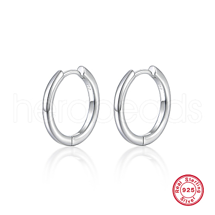 Anti-Tarnish Rhodium Plated Platinum 925 Sterling Silver Hoop Earrings DU0168-4-1