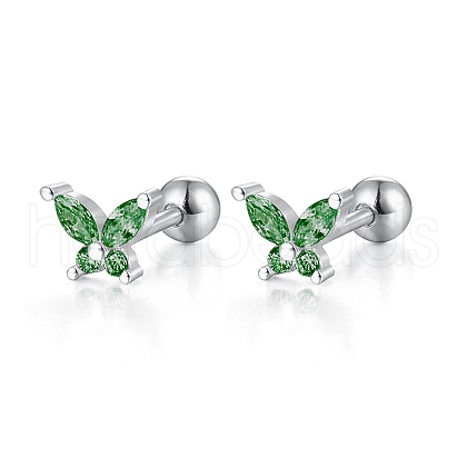 925 Sterling Silver Clear Cubic Zirconia Butterfly Stud Earrings DC8274-7-1
