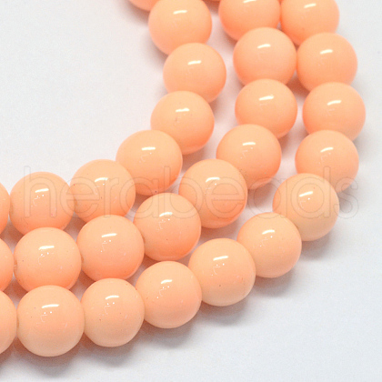 Baking Painted Glass Round Bead Strands DGLA-Q020-8mm-06-1