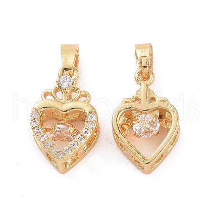 Brass Micro Pave Clear Cubic Zirconia Pendants KK-E068-VC286-1
