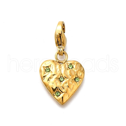Heart 304 Stainless Steel Rhinestones Pendant Decorations STAS-R159-50G-02-1