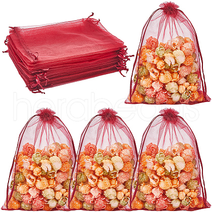 SOFPLATE 50pcs Large Organza Pouches Portable Shoes Bag Travel Storage Drawstring Bags OP-SP0001-03C-04-1