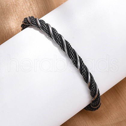 316 Surgical Stainless Steel Twisted Rope Shape Cuff Bangles BJEW-P319-04B-1