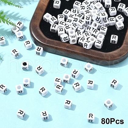 Acrylic Horizontal Hole Letter Beads OACR-YW0002-08R-1