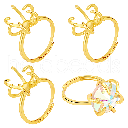  4Pcs Adjustable Brass Finger Ring Components KK-NB0002-57-1