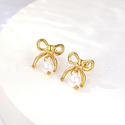 Elegant 304 Stainless Steel Bowknot Stud Earrings for Women WV7087-1-1