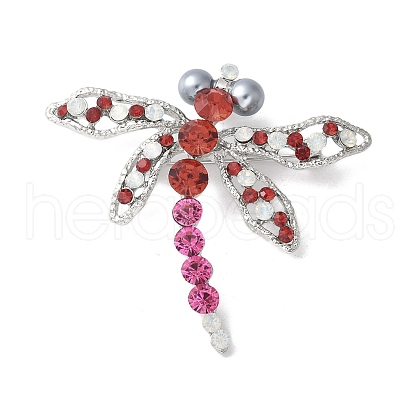 Dragonfly Alloy Rhinestone Brooches for Backpack Clothes JEWB-M067-06P-01-1