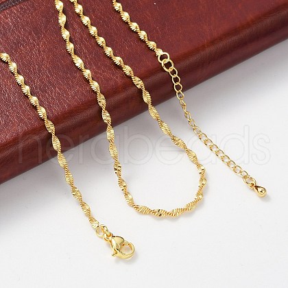 Brass Singapore Chains Necklaces for Women NJEW-D302-36G-1