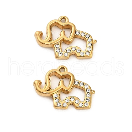 304 Stainless Steel Rhinestone Pendant STAS-U047-18G-1